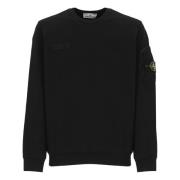 Zwarte Katoenen Sweatshirt met Logopatch Stone Island , Black , Heren