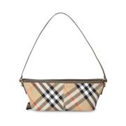 Iconische Check Patroon Schoudertas Burberry , Beige , Dames