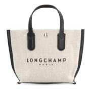 Canvas handtas met lederen details Longchamp , Beige , Dames