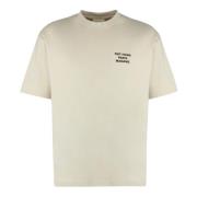 Katoenen Crew-Neck T-Shirt Drole de Monsieur , Beige , Heren