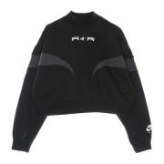 Hoge hals Cropped Sweatshirt Zwart/Grijs/Wit Nike , Black , Dames