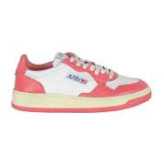 Leren sneakers met geborduurd logo Autry , Pink , Dames