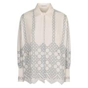 Broderie Anglaise Katoenen Blend Shirt Raquel Diniz , White , Dames