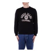 Zwarte Logo Front Sweater Guess , Black , Heren