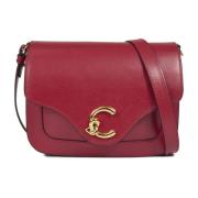 Schoudertas van glad leer met logodetail Coccinelle , Red , Dames