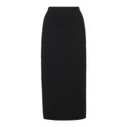 Gebreide Midi Rok met Reliëf Liviana Conti , Black , Dames