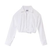 Witte Cropped Shirt met Elastische Zoom Moschino , White , Dames