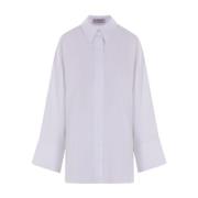 Witte Katoenen Popeline Shirt Kimono Mouwen Alberto Biani , White , Da...