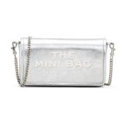 Metallic Leren Ketting Mini Tas Marc Jacobs , Gray , Dames