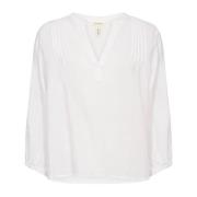 Witte Blouse met Plooien en V-Hals Part Two , White , Dames