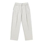 Gestreepte pakbroek met elegante details Munthe , White , Dames