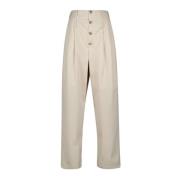 Hoge taille geplooide broek Moschino , Beige , Dames