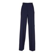 Blauwe wijde pijp wollen broek Max Mara , Blue , Dames