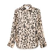 Armony Zijden Shirt Zand Grafische Print Sportmax , Beige , Dames