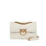 Klassieke Puff Love Birds Leren Tas Pinko , White , Dames