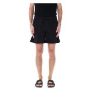 Gekreukelde nylon zwemshorts met trekkoord Moncler , Black , Heren