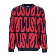 Geborduurde Katoenen Crewneck Sweater Zwart/Rood Usual , Multicolor , ...