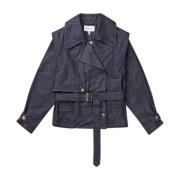 Denim trenchcoat met afneembare mouwen Munthe , Blue , Dames