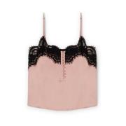 Satijnen lingerie top met kanten rand Motivi , Pink , Dames