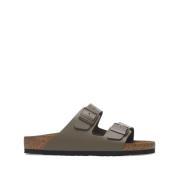 Arizona Leren Sandalen met Gespen Birkenstock , Gray , Heren