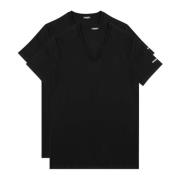 Effen Logo 2-Pack T-shirt Dsquared2 , Black , Heren