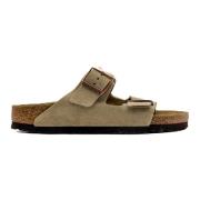 Beige Suède Sandalen Collectie Ss25 Birkenstock , Beige , Dames