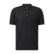 Zijden Poloshirt Klassieke Luxe Stijl Roberto Collina , Black , Heren