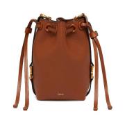 Leren Bucket Bag met Trekkoordsluiting Chloé , Brown , Dames