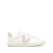 Witte en Beige Sneakers Unisex Schoenen Veja , White , Unisex