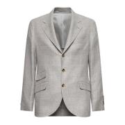 Beige Linnen Wol Zijden Jas Brunello Cucinelli , Gray , Heren