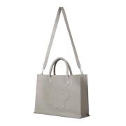 Elegante lichtgrijze tas met reliëflogo Munthe , Gray , Dames