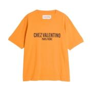 Oranje Logo Print Katoenen T-shirt Valentino Garavani , Orange , Heren