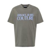 Grijze T-Shirts Polos Heren Ss24 Versace Jeans Couture , Gray , Heren