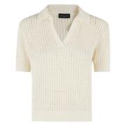 Mesh Polo Shirt Roberto Collina , White , Dames