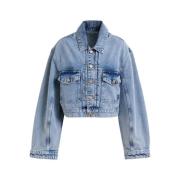 Korte Denimjas met Gouden Knopen Essentiel Antwerp , Blue , Dames