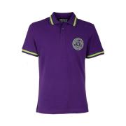 Aansluitende Polo met Logo Versace Jeans Couture , Purple , Heren