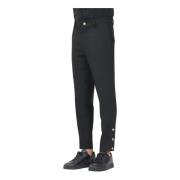 Elegante Zwarte Broek met Gouden Knopen Versace Jeans Couture , Black ...