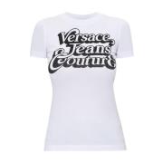 T-shirt met logo Versace Jeans Couture , White , Dames