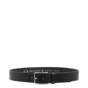 Effen Gesp Riem met Logo Detail Armani Exchange , Black , Heren