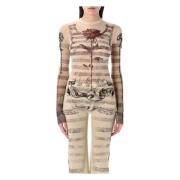 Mesh Tattoo Mouw Top Jean Paul Gaultier , Multicolor , Dames