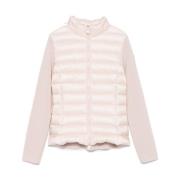 Gewatteerde Roze Sweater met Ritssluiting Moncler , Pink , Dames