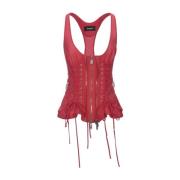 Rode Mouwloze Top Ss22 Dsquared2 , Red , Dames