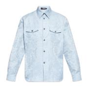 Shirt met Barocco patroon Versace , Blue , Heren