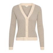 Gestreepte Cardigan met Knoopsluiting Part Two , Beige , Dames