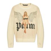 Gedrukte Sweatshirt Palm Angels , Beige , Heren