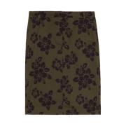 Katoenen Hibiscus Print Rok Aspesi , Green , Dames