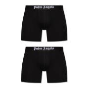 Twee-pack boxershorts met logo Palm Angels , Black , Heren