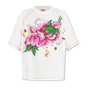 T-shirt met bloemenmotief Kenzo , White , Dames