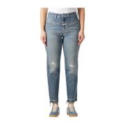 Blauwe Pedal Pusher Mom Jeans Closed , Blue , Dames