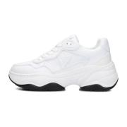 Witte Leren Lage Sneakers Guess , White , Dames